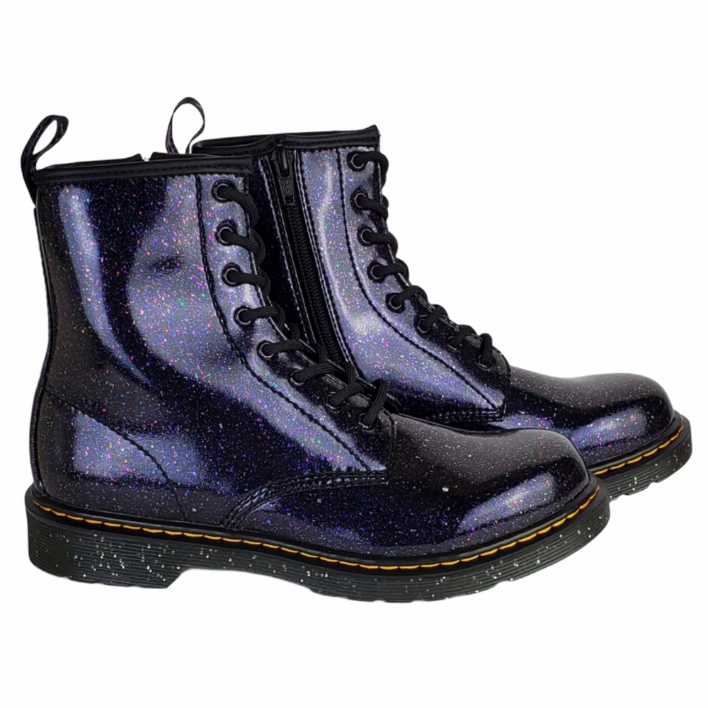 New Dr Martens 1460 Y purple cosmic glitter junior lace up combat boots
